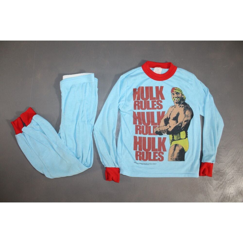 Vintage 1990 Hulk Hogan Rules Rock N' Wrestling Pajamas Size 12 Titan Sports